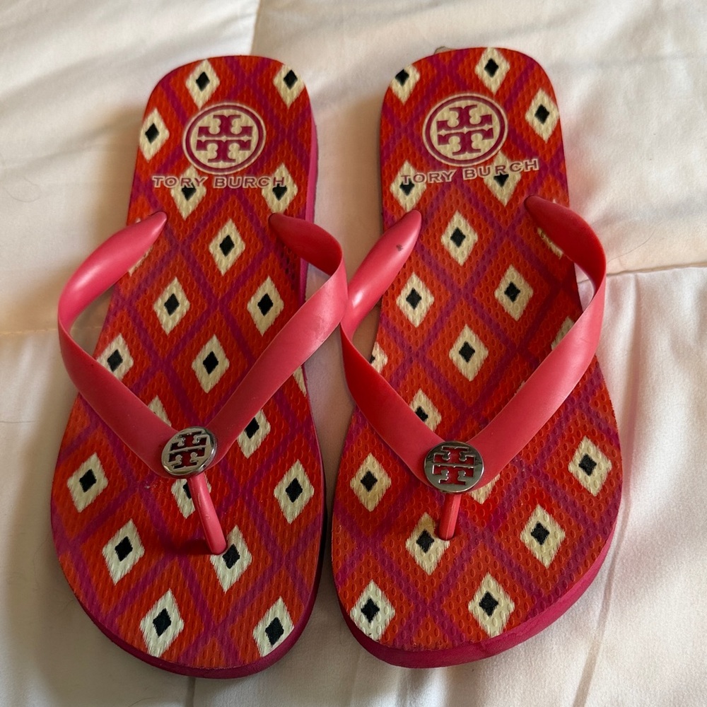 Tory Burch Vibrant Red and Pink Sandals
